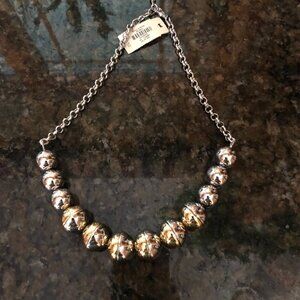 NWT Talbots mixed metal silver gold beaded necklace